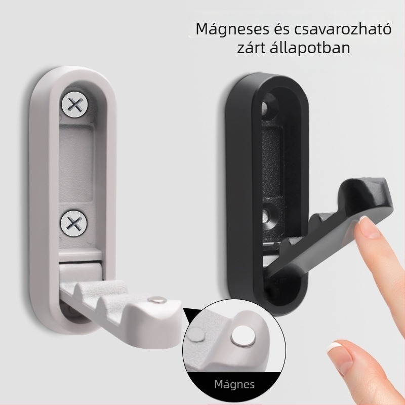 Összecsukható falikampó cink‑ötvözetből, lyukmentes rögzítés, kabát- és ruhakampó, modern minimalistus dizájn (Model 2025.4.5; szekrénybe és előszobába)