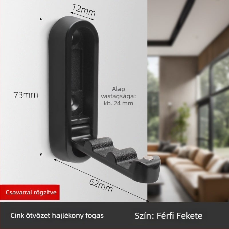 Összecsukható falikampó cink‑ötvözetből, lyukmentes rögzítés, kabát- és ruhakampó, modern minimalistus dizájn (Model 2025.4.5; szekrénybe és előszobába)