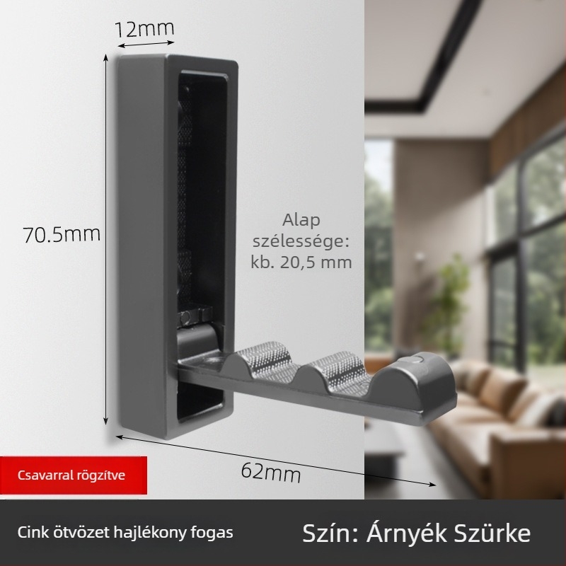 Összecsukható falikampó cink‑ötvözetből, lyukmentes rögzítés, kabát- és ruhakampó, modern minimalistus dizájn (Model 2025.4.5; szekrénybe és előszobába)