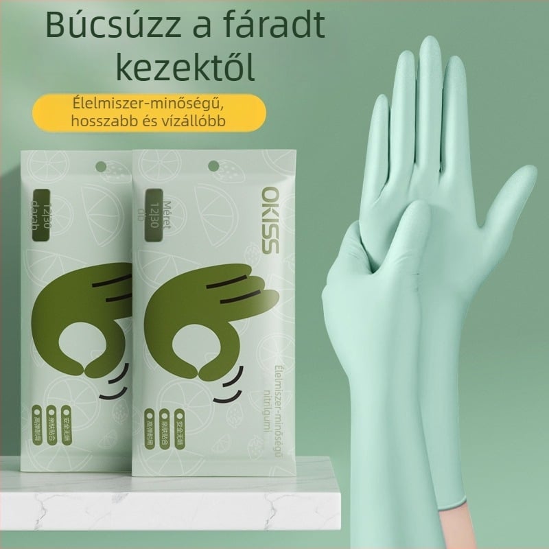 Okiss nitril konyhai kesztyűk, vastagodott, élelmiszerbiztonsági minőségű, 50 db a dobozban, Zhejiang eredetű