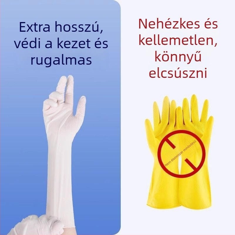 Nitril kesztyűk konyhai és háztartási tisztításhoz, vastagított, tartós