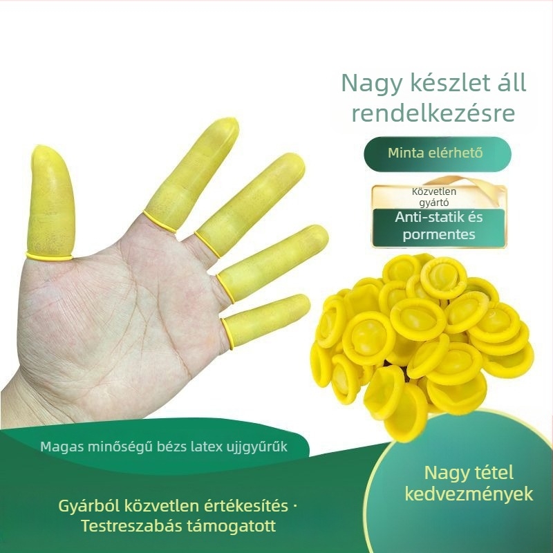 Egyszer használatos latex ujjvédők, antistatikus, elektronikai gyártáshoz, 500 g