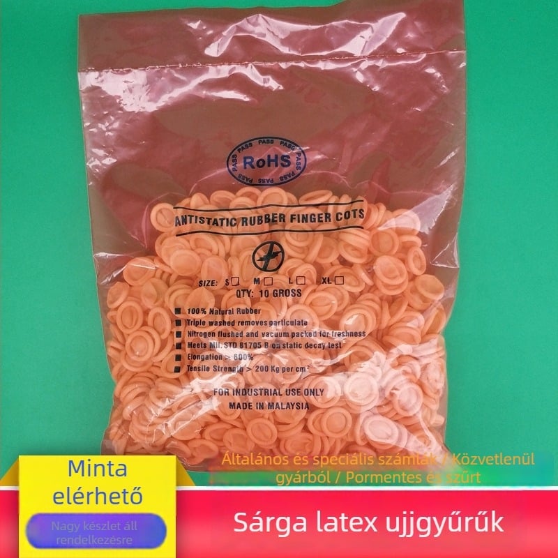 Egyszer használatos latex ujjvédők, antistatikus, elektronikai gyártáshoz, 500 g