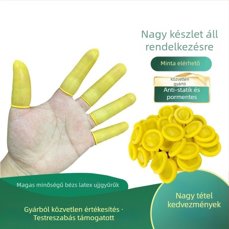 Egyszer használatos latex ujjvédők, antistatikus, elektronikai gyártáshoz, 500 g