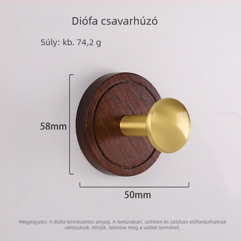 Diófa vákuumos vállfa – rézötvözet, forgácsolt kivitel, univerzális rögzítés, fúrás nélkül, modell 1616-1623/1628/1629