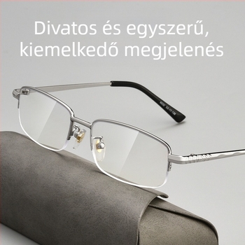  Olvasó szemüveg, ultra-könnyű ötvözet félkeret, AC lencsék, anti-kék fény és sugárzás elleni védelem.