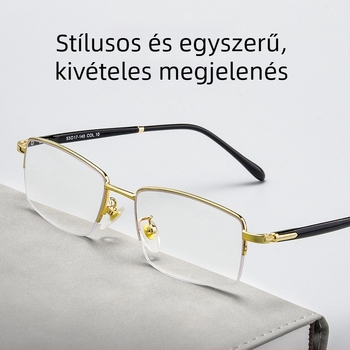  Olvasó szemüveg, ultra-könnyű ötvözet félkeret, AC lencsék, anti-kék fény és sugárzás elleni védelem.