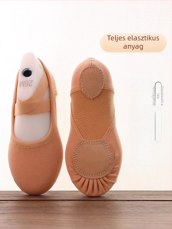 Gyerekeknek szóló balettcipő lányoknak, PU talppal, pamut felsőrésszel, lélegző, stabilitás, balett edzéshez