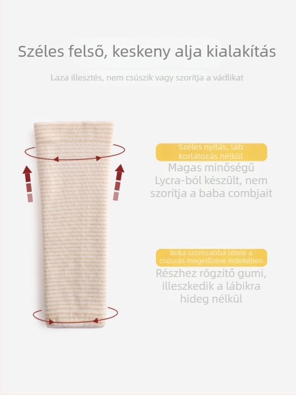 Baba térd fölé érő zoknik, vastag és meleg, combed cottonból, hosszú felhajtással a térd felett, légáteresztő.