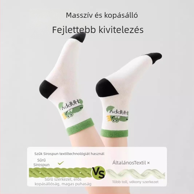 Gyerekek antibakteriális, varrás nélküli zokni, középmagas, pamutból, uniszex