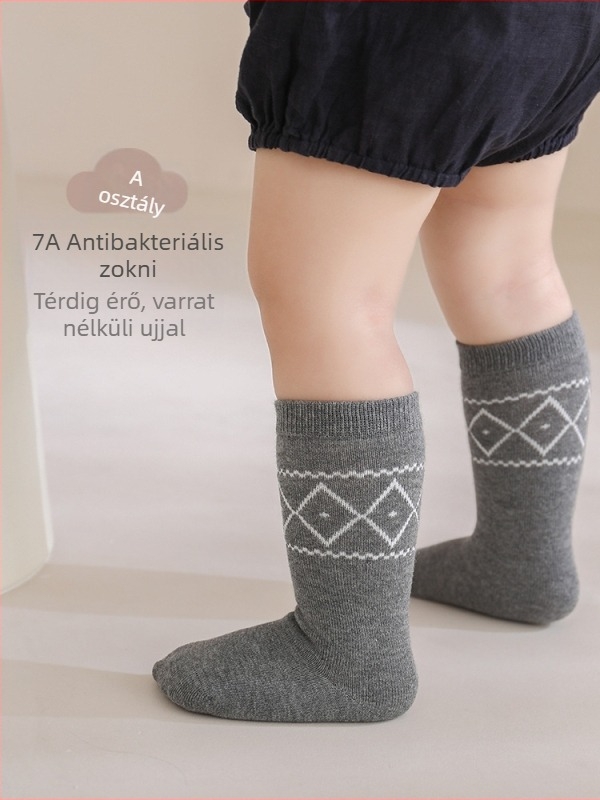 Nemobaby gyerekeknek térdig érő pamut zokni, 10A antibakteriális, légáteresztő, kézzel varrt szegéllyel