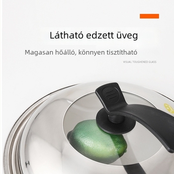 Rozsdamentes acél fazékfedő – univerzális illeszkedés, átlátszó üveg és függőleges fogantyú