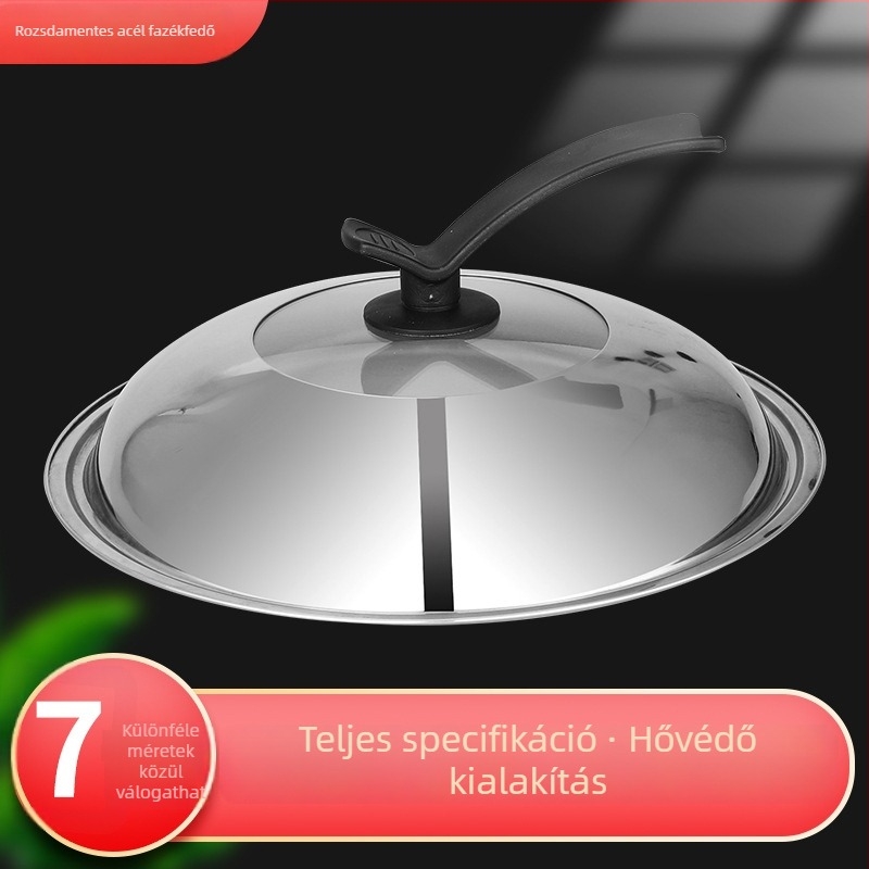 Rozsdamentes acél fazékfedő – univerzális illeszkedés, átlátszó üveg és függőleges fogantyú