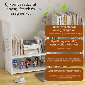 Asztali könyvtartó, többrétegű PVC polc, súly 1,6 kg, irodai asztali rendező