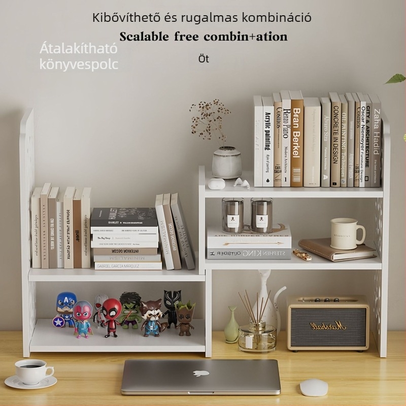 Asztali könyvtartó, többrétegű PVC polc, súly 1,6 kg, irodai asztali rendező