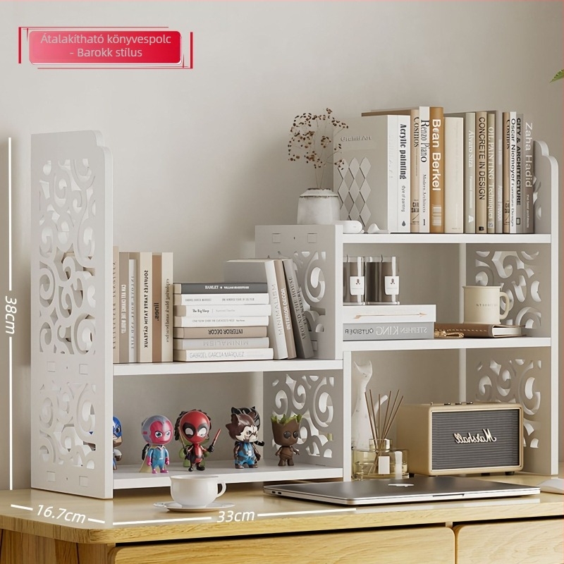 Asztali könyvtartó, többrétegű PVC polc, súly 1,6 kg, irodai asztali rendező