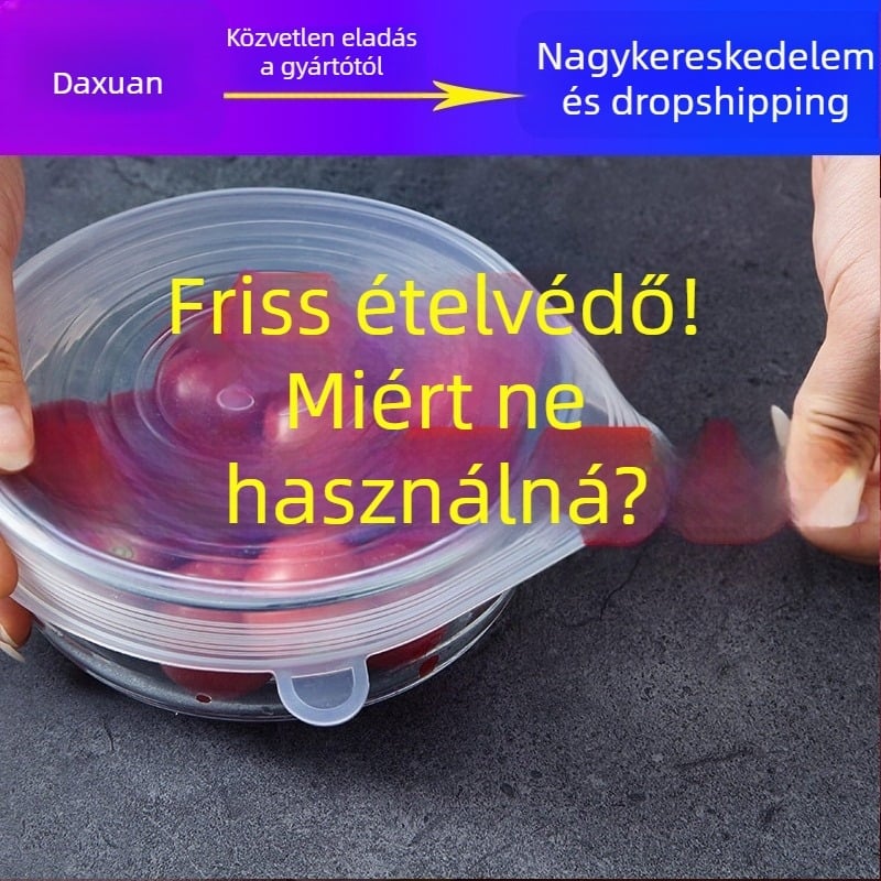 6 darabos készlet hűtő- és tálfedők – műanyag – modern, egyszerű dizájn – univerzálisan multifunkcionális fedők