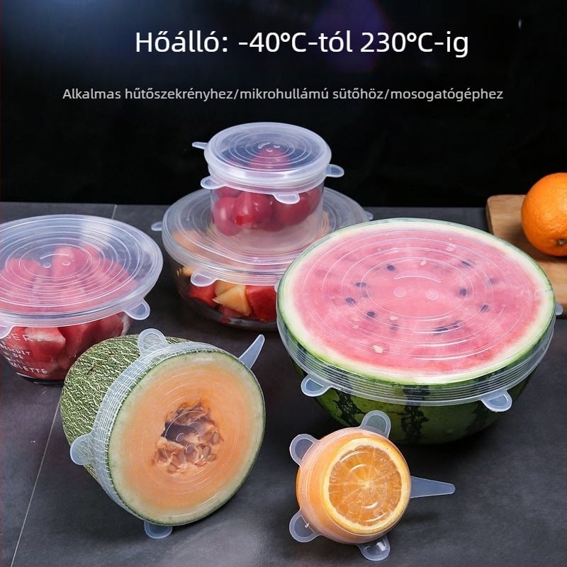 6 darabos készlet hűtő- és tálfedők – műanyag – modern, egyszerű dizájn – univerzálisan multifunkcionális fedők