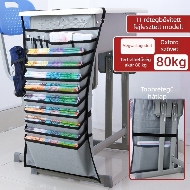 Asztalhoz függő könyves táska csúszásmentes kötéllel, Oxford anyag, többszintű rekeszek (5/8/11 réteg)