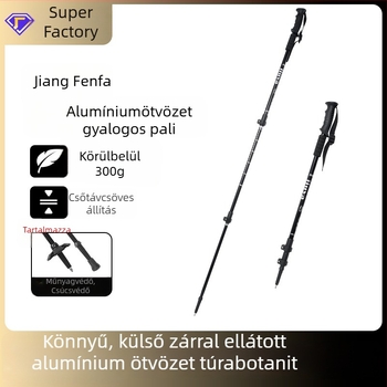 Uniszex alumíniumötvözetes teleszkópos trekking botok külső zárással, 400 g, wolframsztál csúcs, egyenes markolat