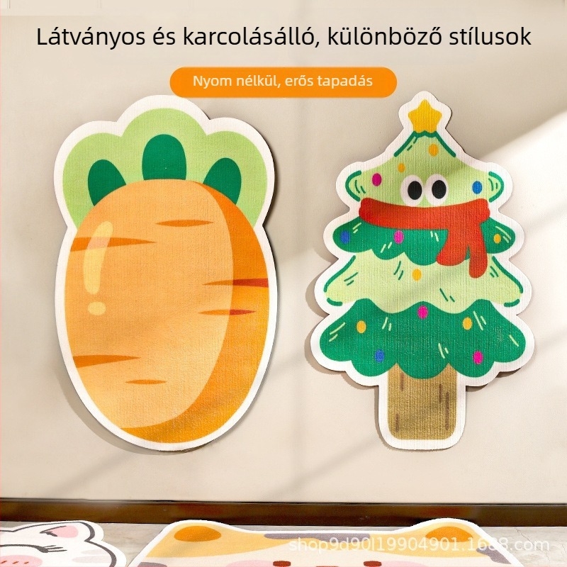 Macska karmoló falmatrica – kartun dizájn, kopásálló, poliészter, WB márka, 100 db/doboz