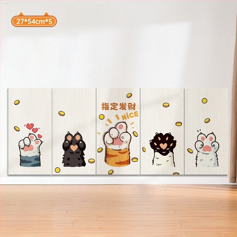 Water Wood Függőleges falra szerelt macska karcoló tábla – kopásálló, nem hullik szőr, öntapadó fali matrica, anyag: szőnyegselyem, aranyos stílus