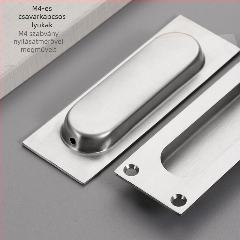 Rejtett rozsdamentes acél csúszóajtó fogantyú, beépített, texturált felülettel, modern minimalist stílus