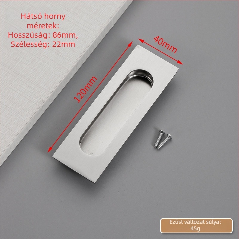Rejtett rozsdamentes acél csúszóajtó fogantyú, beépített, texturált felülettel, modern minimalist stílus