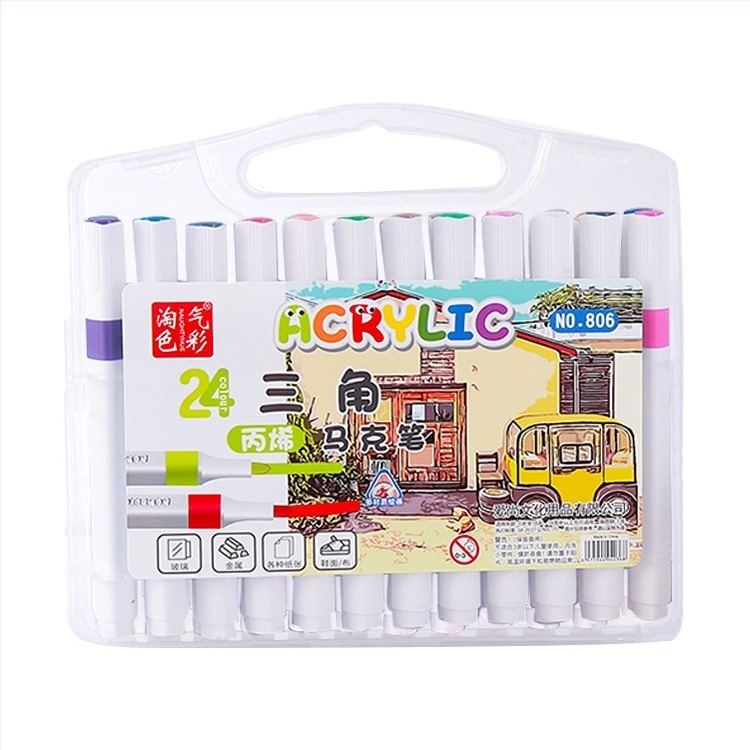 Love shang Akril marker tollak háromszög alakú testtel naplóíráshoz és vázlatokhoz, dobozban, utántöltő színek: 12/24/36/48/60/72/80