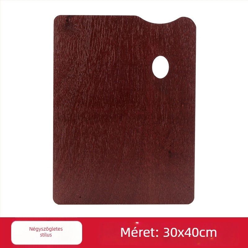 Fából készült olajfestés-paletta, kézzel készített ovális formájú, glazúrral bevont felülettel, művészeti diákok számára, gouache-hoz