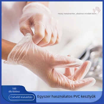 Egyszer használatos PVC kesztyűk, élelmiszer-minőség, átlátszó és vastagodott, szépségápolás és fodrászat számára, 50 pár