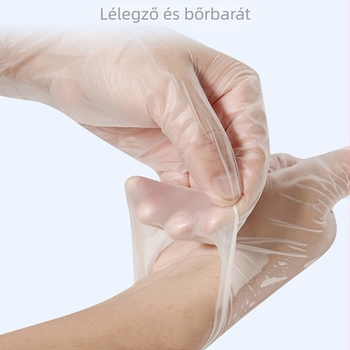 Egyszer használatos PVC kesztyűk, élelmiszer-minőség, átlátszó és vastagodott, szépségápolás és fodrászat számára, 50 pár