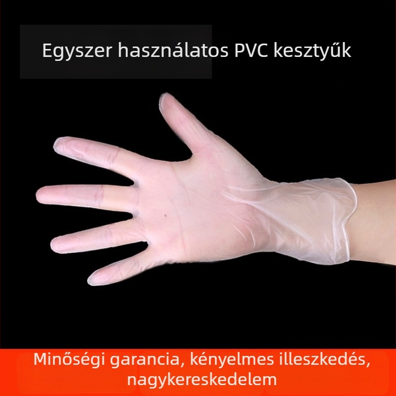 Egyszer használatos PVC kesztyűk, élelmiszer-minőség, átlátszó és vastagodott, szépségápolás és fodrászat számára, 50 pár