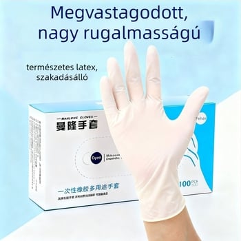 Mannon egyszer használatos latex kesztyűk, magas rugalmasságú, pormentes, tiszta helyiség (1000-es osztály), orvosi vizsgálatokhoz