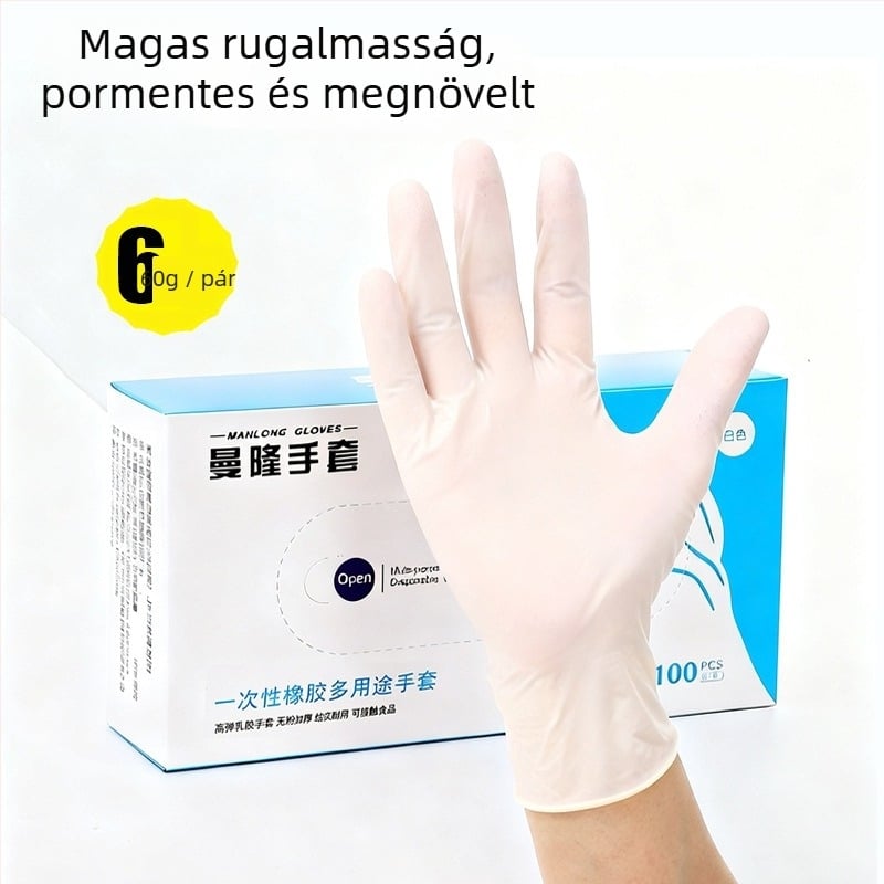 Mannon egyszer használatos latex kesztyűk, magas rugalmasságú, pormentes, tiszta helyiség (1000-es osztály), orvosi vizsgálatokhoz