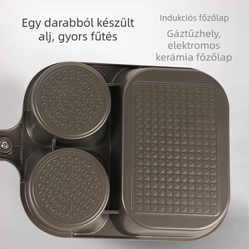 Három az egyben reggeli serpenyő — alumínium, tapadásmentes, többrétegű aljzat, omeletthez, tojásokhoz és steakhez, minden tűzhelyhez kompatibilis