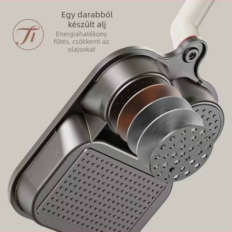 Három az egyben reggeli serpenyő — alumínium, tapadásmentes, többrétegű aljzat, omeletthez, tojásokhoz és steakhez, minden tűzhelyhez kompatibilis