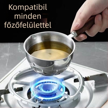 304 rozsdamentes acélból készült olajspricelő kis edény, mini hordozható serpenyő, bevonat nélküli, egylapos aljzattal, gáztűzhelyhez kompatibilis
