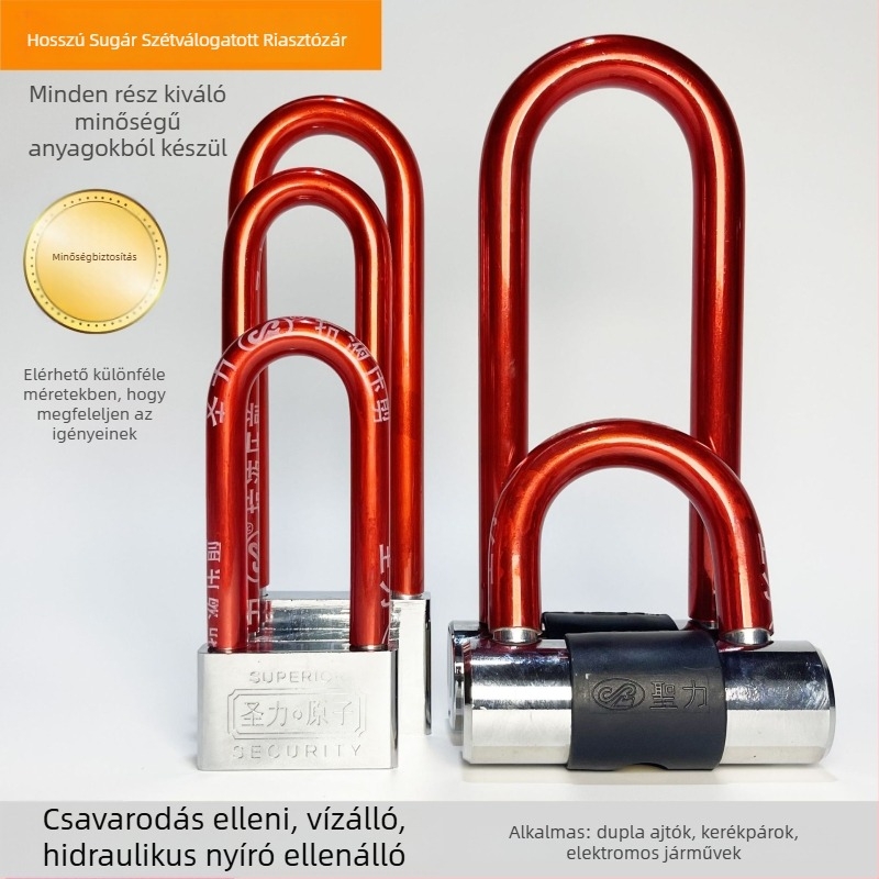 Ipari U-alakú osztott lakat kerékpárok és elektromos kerékpárok számára – Vas, Modell 106, Holy Power, 30–640 g