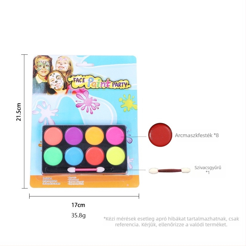 Boyixuan Arcfestés és testfestés készlet – vízben oldódó, gyorsan száradó arcfesték krétákkal, nyolc árnyalat, Halloween ünnepére.