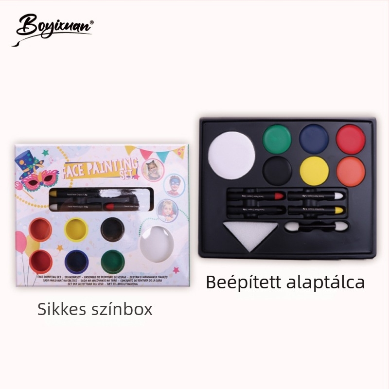Boyixuan Arcfestés és testfestés készlet – vízben oldódó, gyorsan száradó arcfesték krétákkal, nyolc árnyalat, Halloween ünnepére.