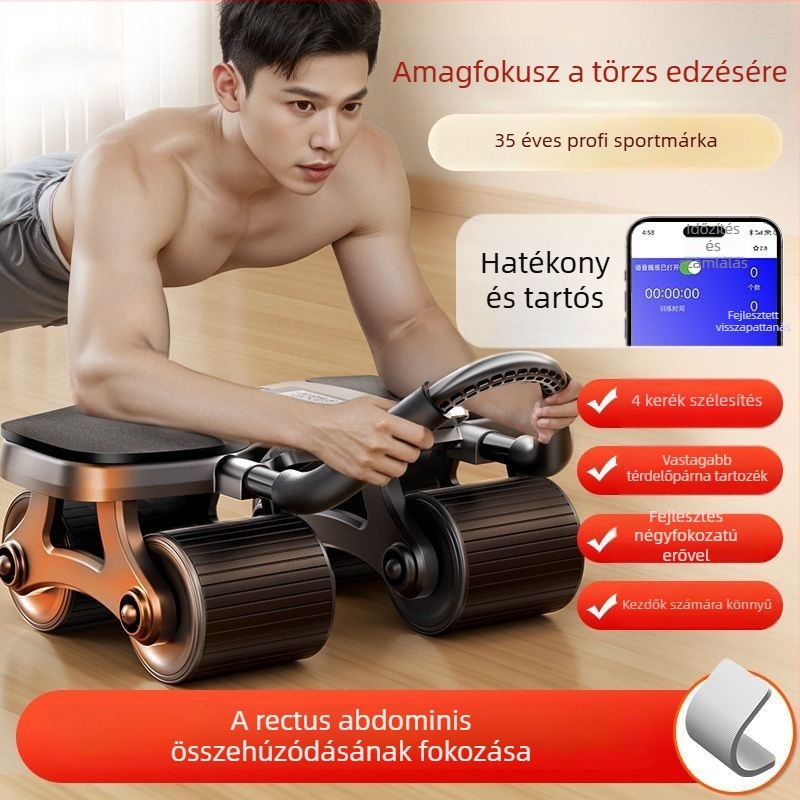 Négykerekű hasi görgő automatikus visszatéréssel, könyöktámasz férfiaknak és nőknek, hasgörgő, plank-támasz, otthoni fitnesz eszköz