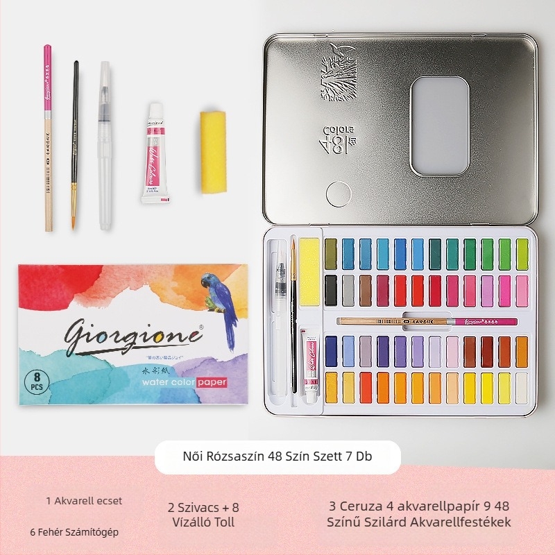 Giorgione szilárd akvarellkészlet, 9 darabos, akvarell festéshez