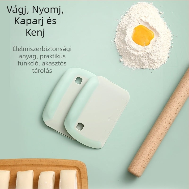 Többfunkciós tészta vágó és konyhai spatula mérőskálával, PP anyagból, modern minimalista design