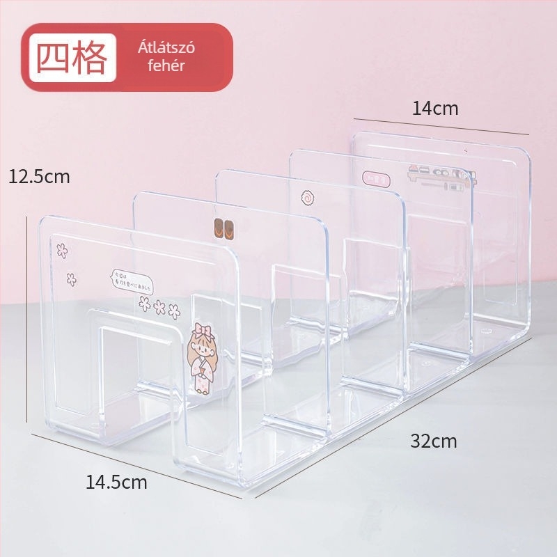 Műanyag könyv-állvány és irodai elválasztó, többszintes elrendezés – Modell 388, nettó tömeg 290 g, csomagolás 1 db