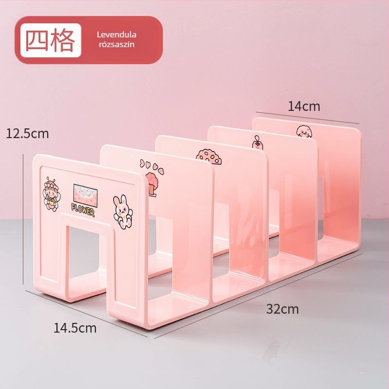 Műanyag könyv-állvány és irodai elválasztó, többszintes elrendezés – Modell 388, nettó tömeg 290 g, csomagolás 1 db