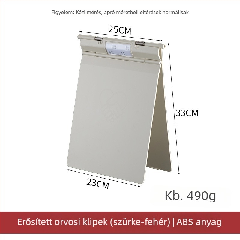 Orvosi feljegyzések mappája erős csipesz + lemezcsipesz — ABS anyag, logónyomtatás lehetséges, testreszabás elérhető, csipesz mérete: változó