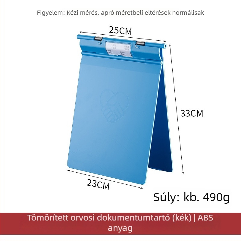 Orvosi feljegyzések mappája erős csipesz + lemezcsipesz — ABS anyag, logónyomtatás lehetséges, testreszabás elérhető, csipesz mérete: változó