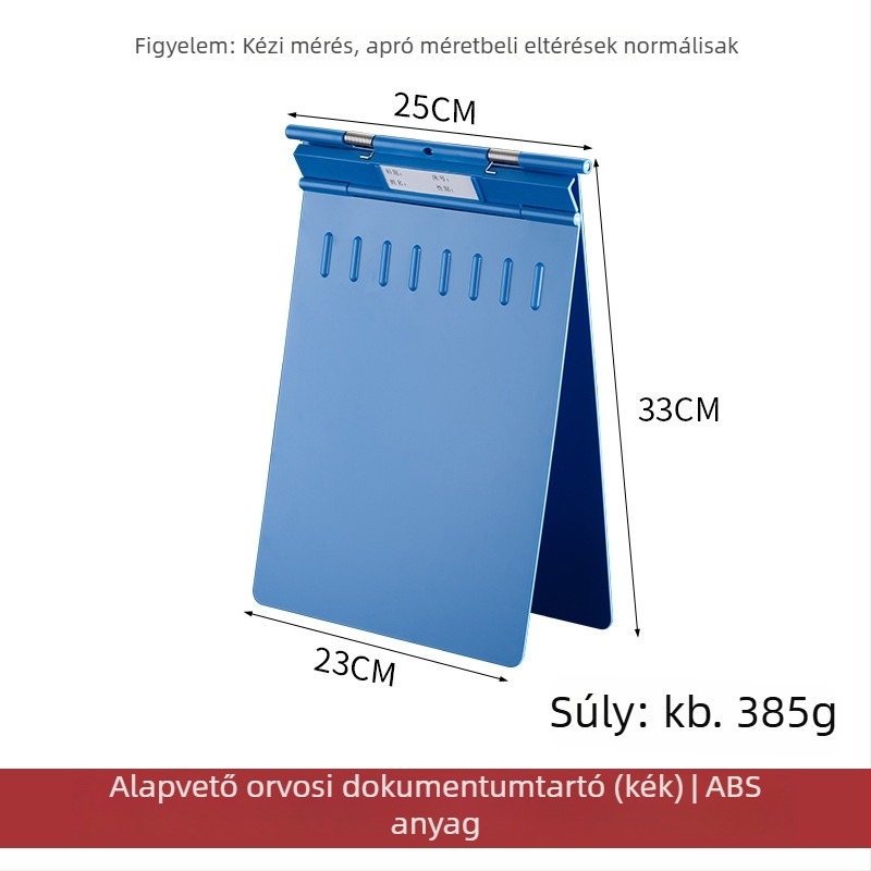Orvosi feljegyzések mappája erős csipesz + lemezcsipesz — ABS anyag, logónyomtatás lehetséges, testreszabás elérhető, csipesz mérete: változó
