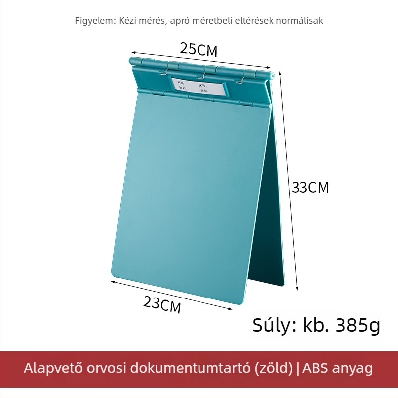 Orvosi feljegyzések mappája erős csipesz + lemezcsipesz — ABS anyag, logónyomtatás lehetséges, testreszabás elérhető, csipesz mérete: változó